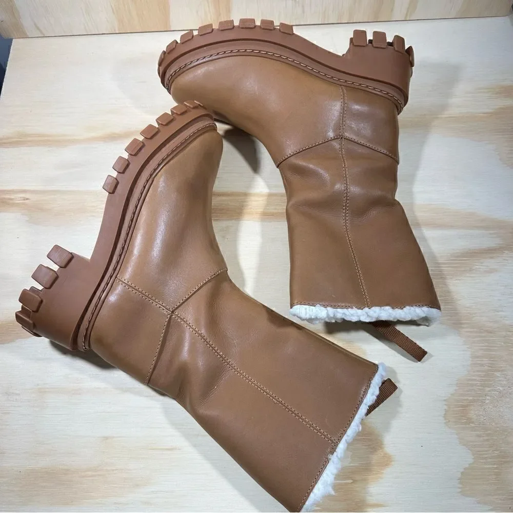 Schutz Juany Brown Platform Winter Boots Women’s Size 5 New